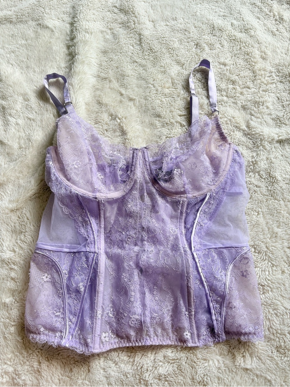 Victoria’s Secret Fairycore Whimsical lilac Lavender Pastel Purple Lace Corset - Picture 5 of 11